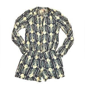 Lilly Pulitzer Elsa Indigo Blue Get in Line Long Sleeve Romper Women’s Size XS
